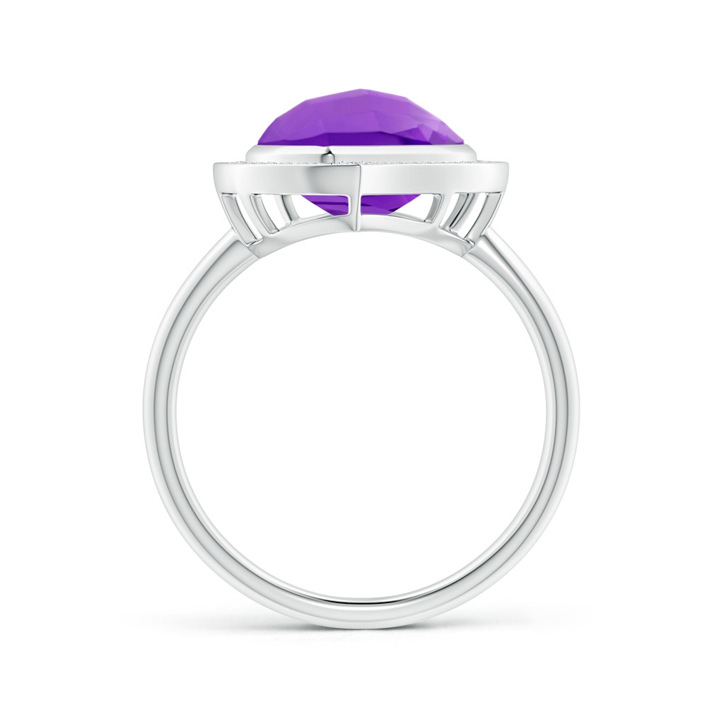 15x9mm AAAA North-South Leaf-Shaped Amethyst Halo Ring in White Gold Side-1
