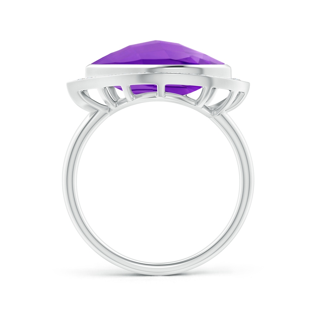 15x9mm AAAA East-West Leaf-Shaped Amethyst Halo Ring in White Gold Side-1