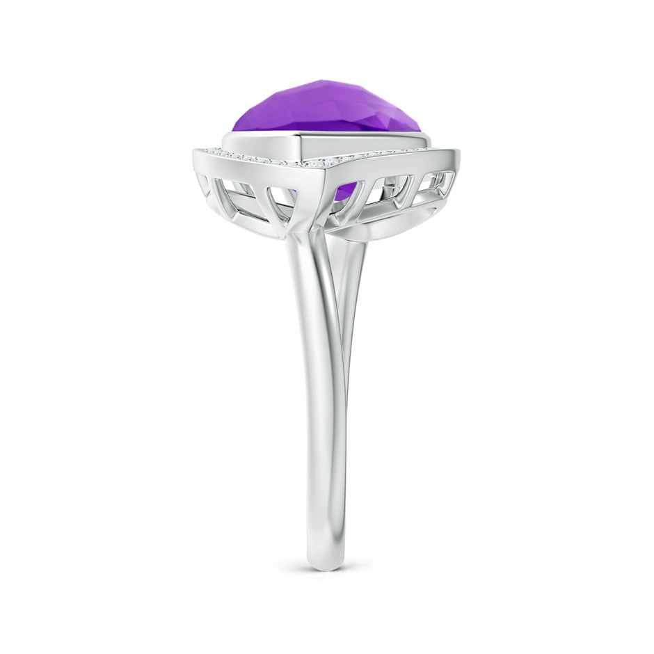 15x9mm AAAA East-West Leaf-Shaped Amethyst Halo Ring in White Gold side-2