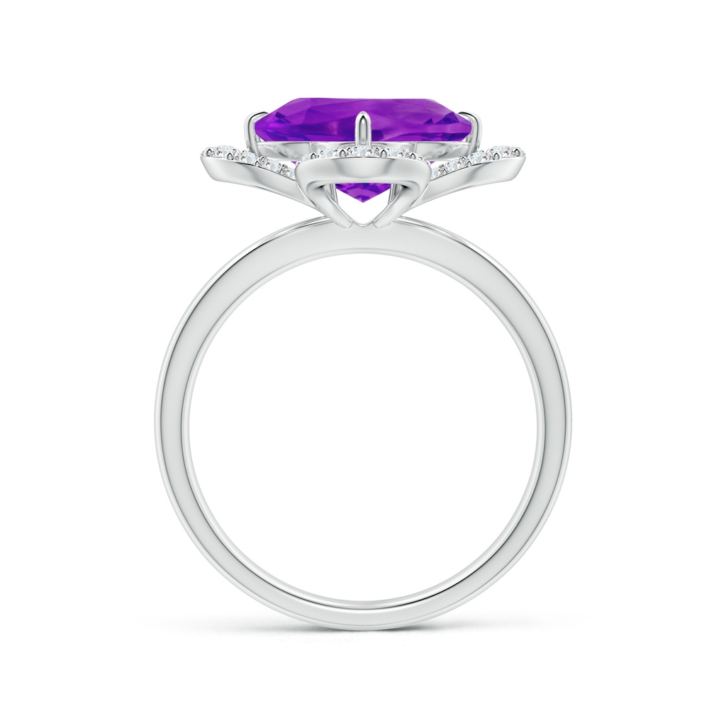 9mm AAAA Clover-Shaped Amethyst Halo Engagement Ring in White Gold Side-1