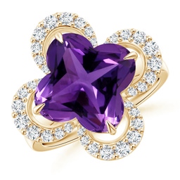 Halo Yellow Gold Amethyst Jewellery