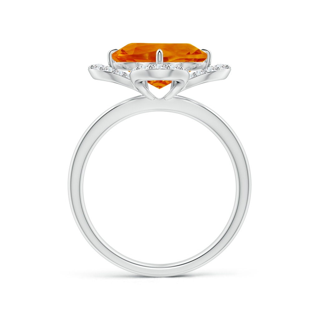 9mm AAAA Clover-Shaped Citrine Halo Engagement Ring in White Gold Side-1