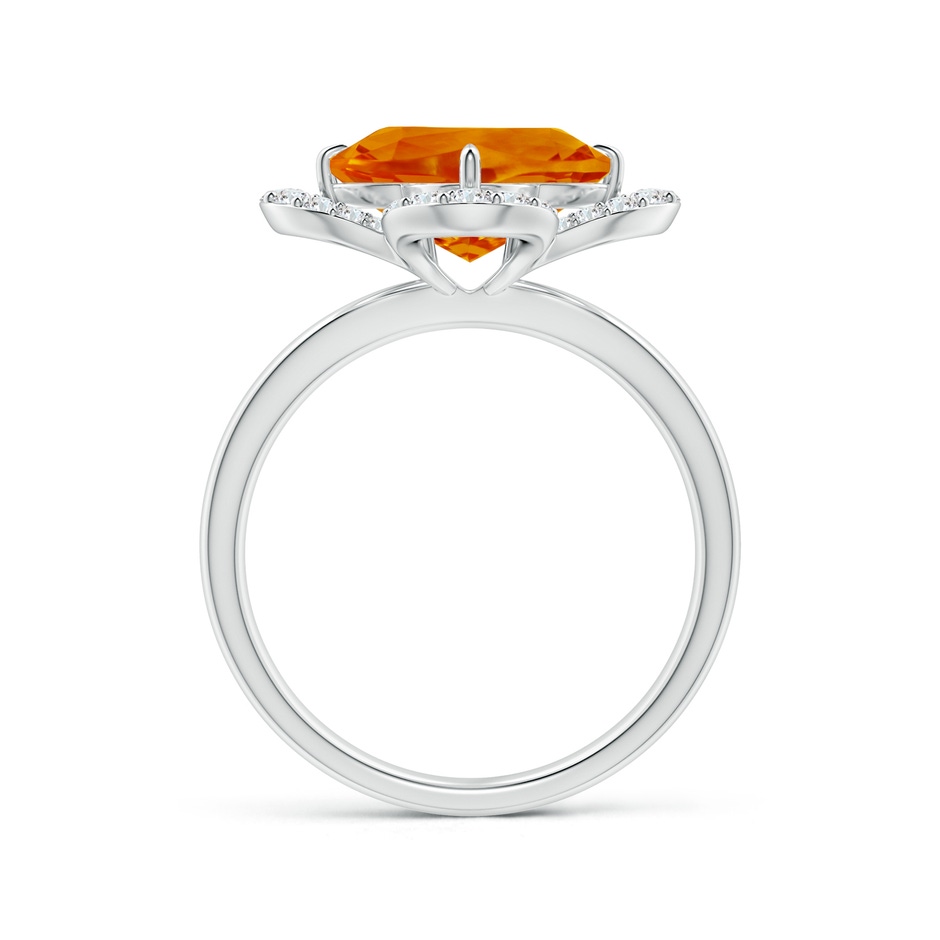 9mm AAAA Clover-Shaped Citrine Halo Engagement Ring in White Gold side-1