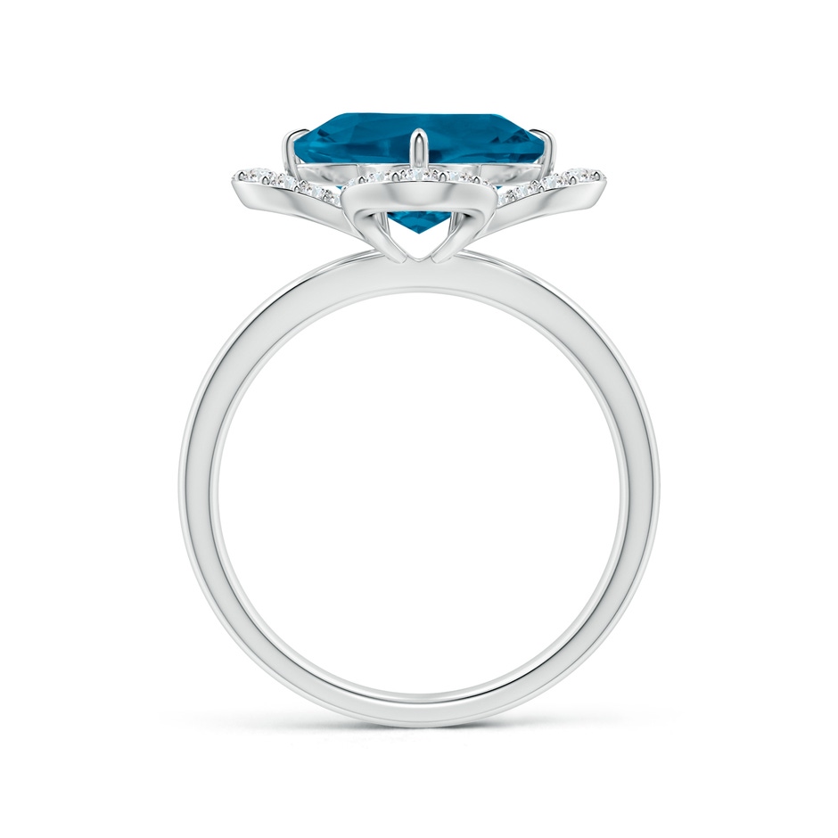 9mm AAAA Clover-Shaped London Blue Topaz Halo Engagement Ring in White Gold Side-1
