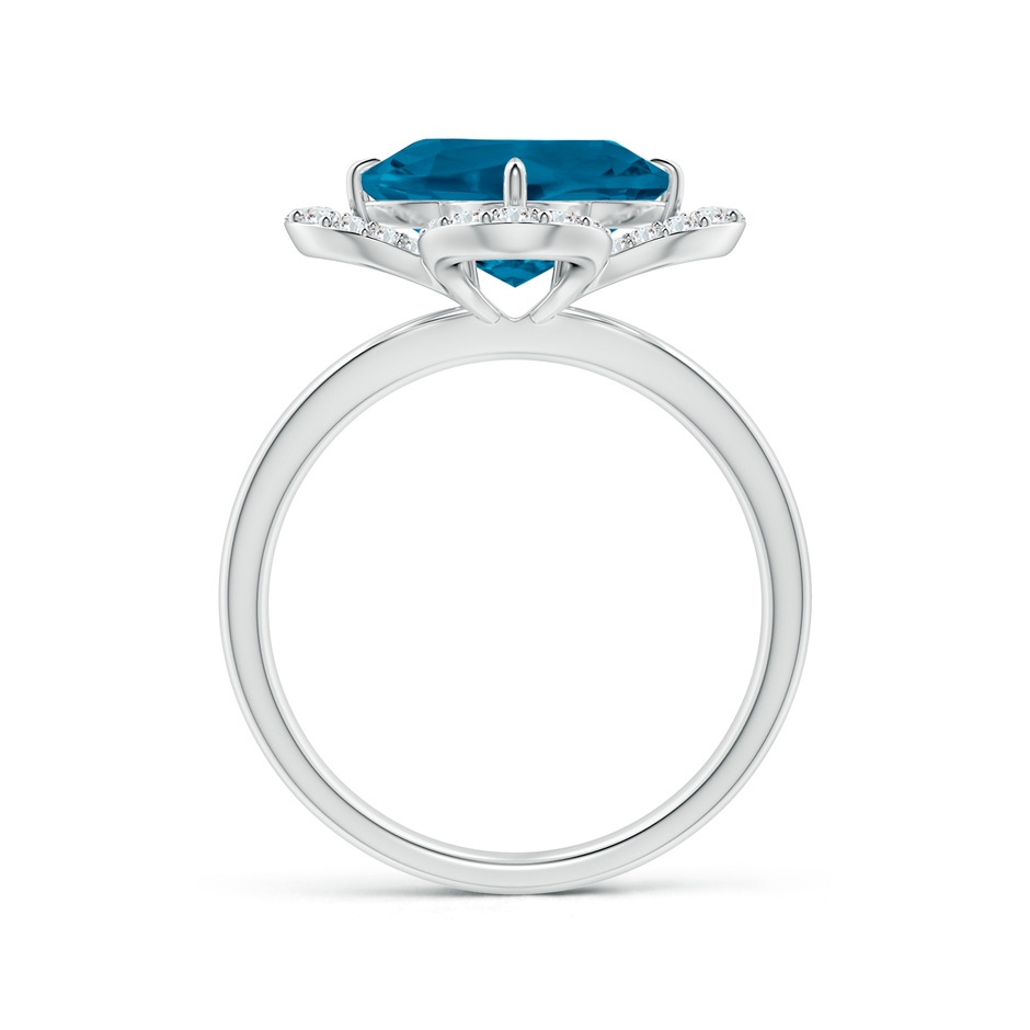 9mm AAAA Clover-Shaped London Blue Topaz Halo Engagement Ring in White Gold side-1