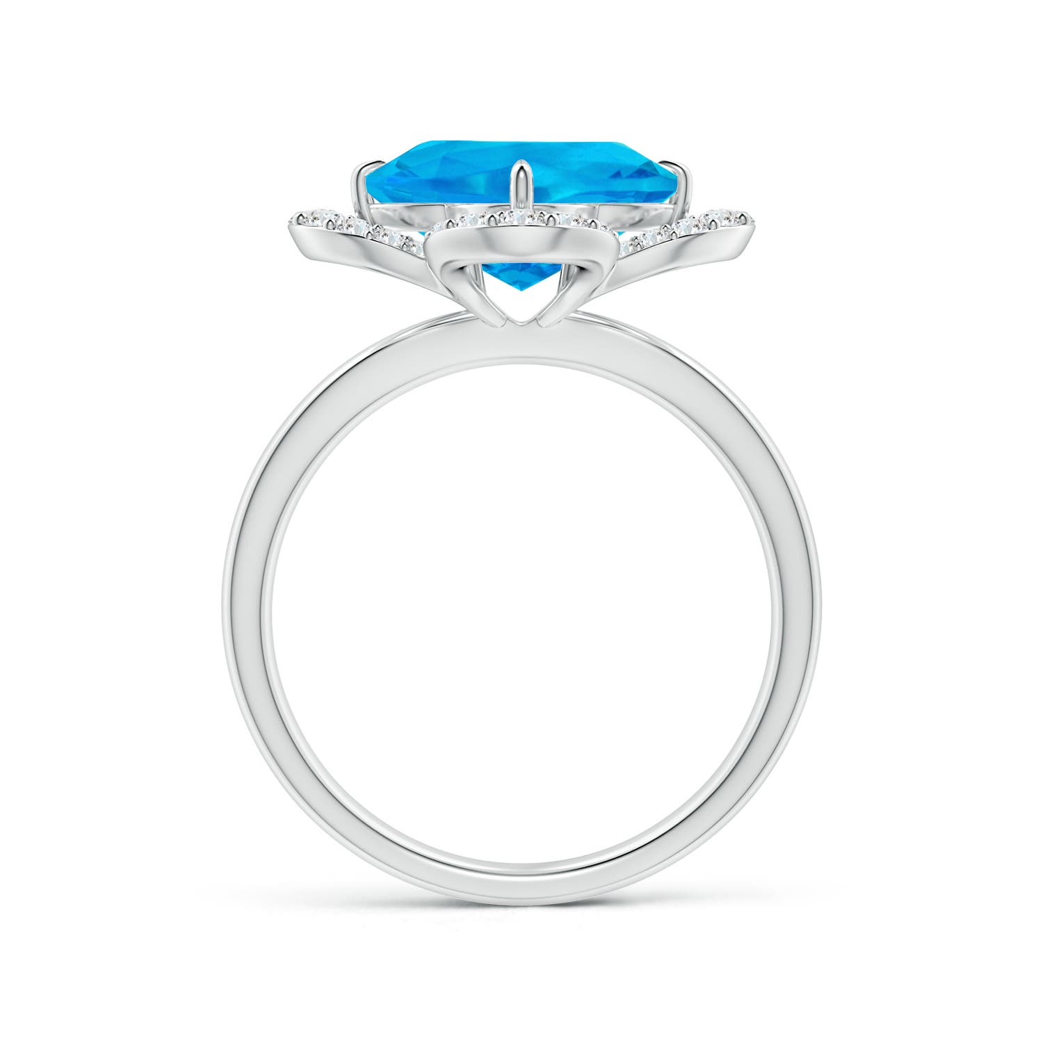 AAAA - Swiss Blue Topaz / 4.32 CT / 14 KT White Gold