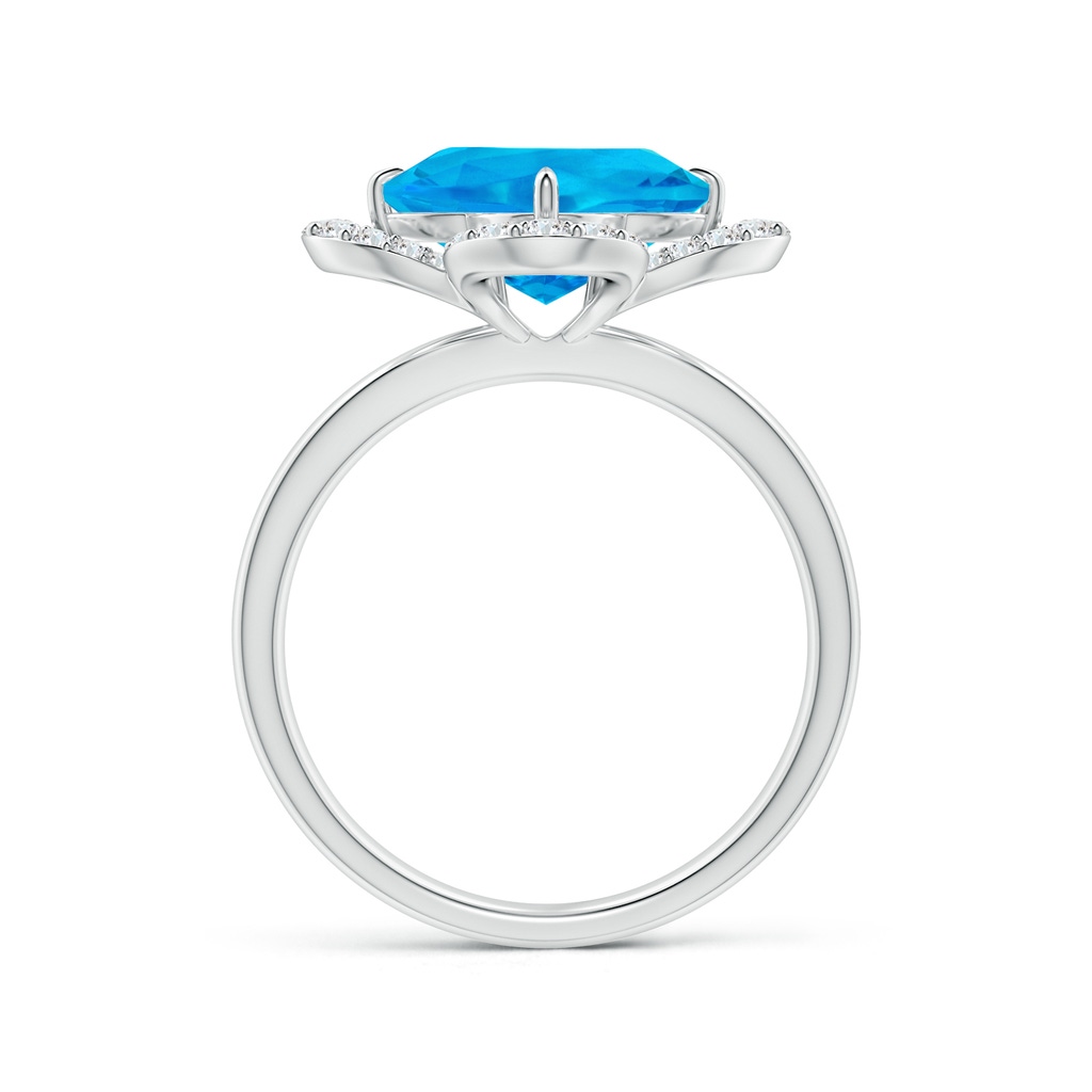 9mm AAAA Clover-Shaped Swiss Blue Topaz Halo Engagement Ring in White Gold Side-1