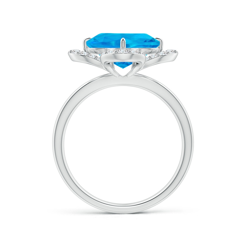 9mm AAAA Clover-Shaped Swiss Blue Topaz Halo Engagement Ring in White Gold side-1