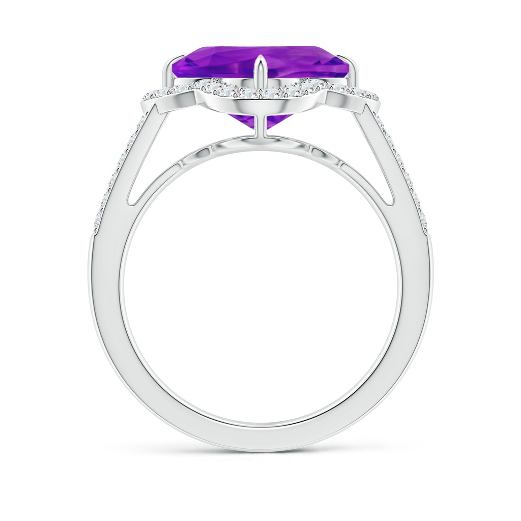 9mm AAAA Clover-Shaped Amethyst Split Shank Engagement Ring in White Gold Side-1