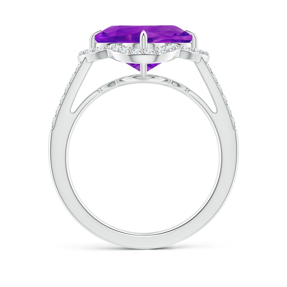 9mm AAAA Clover-Shaped Amethyst Split Shank Engagement Ring in White Gold side-1