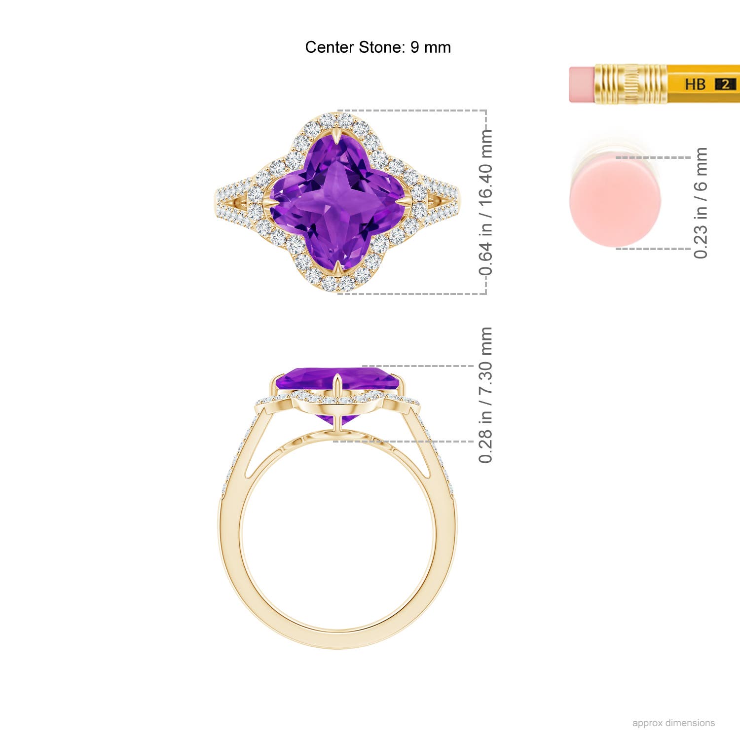 AAAA - Amethyst / 3.79 CT / 14 KT Yellow Gold