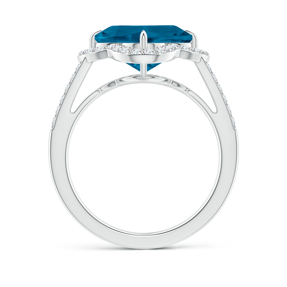 9mm AAAA Clover-Shaped London Blue Topaz Split Shank Engagement Ring in White Gold side-1