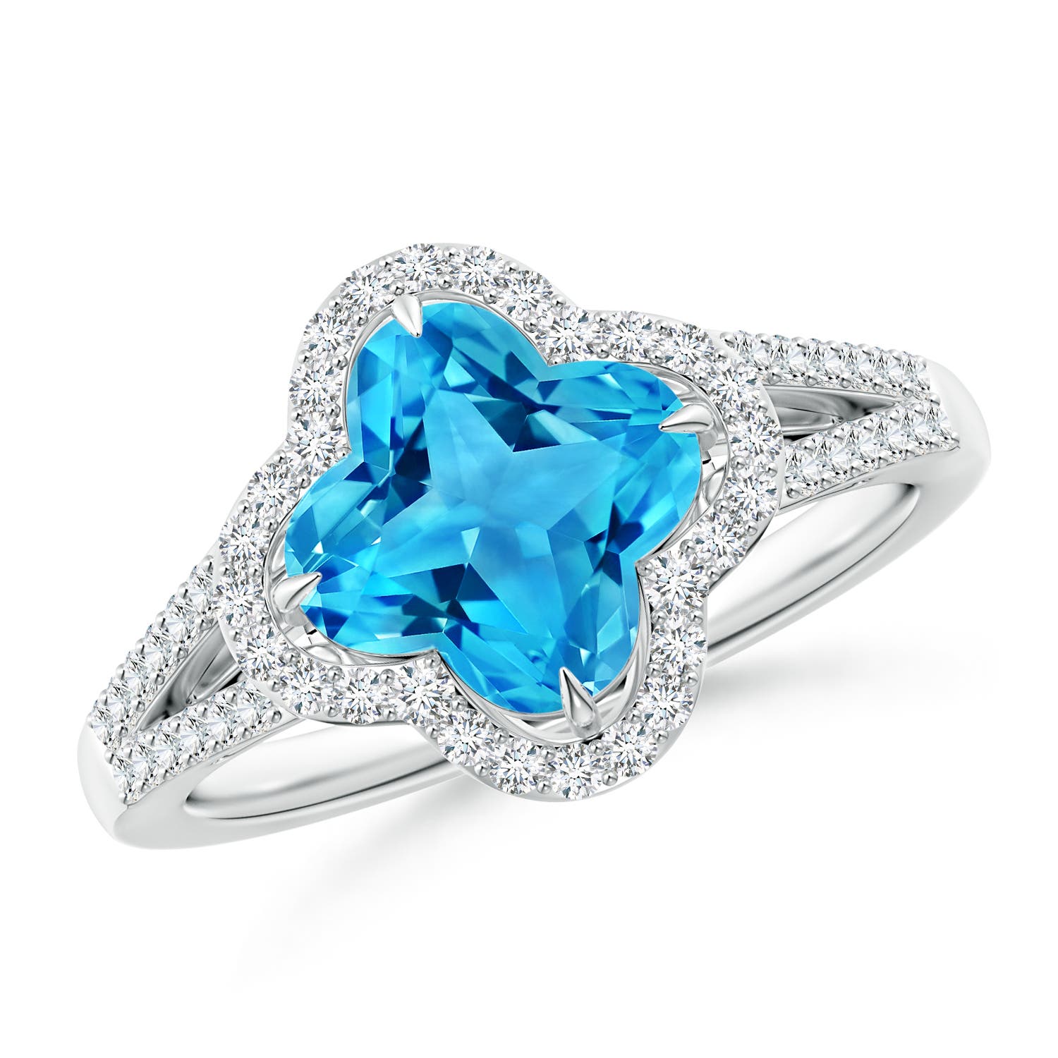 AAAA - Swiss Blue Topaz / 3.08 CT / 14 KT White Gold