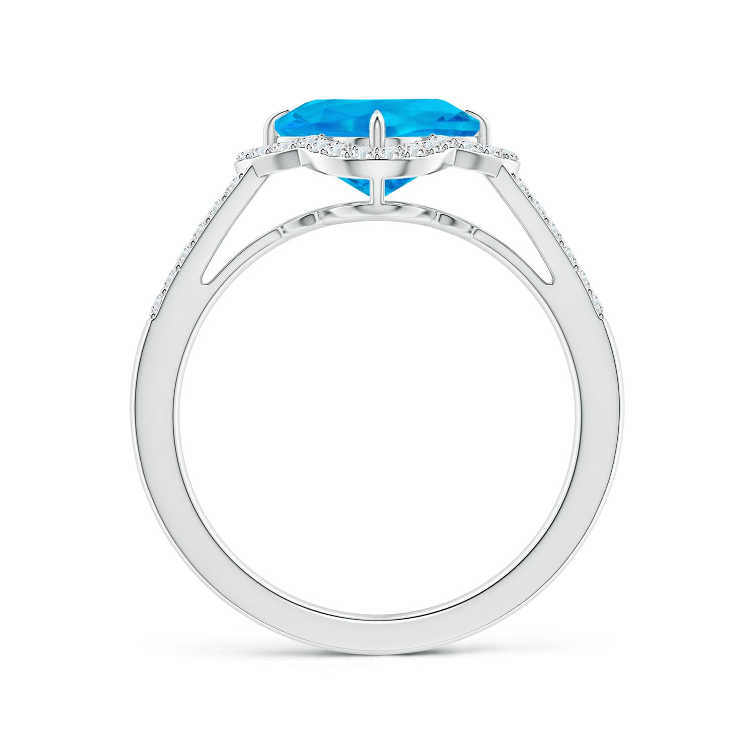 AAAA - Swiss Blue Topaz / 3.08 CT / 14 KT White Gold