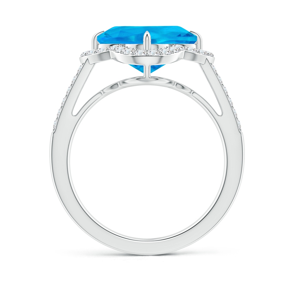 9mm AAAA Clover-Shaped Swiss Blue Topaz Split Shank Engagement Ring in White Gold Side-1