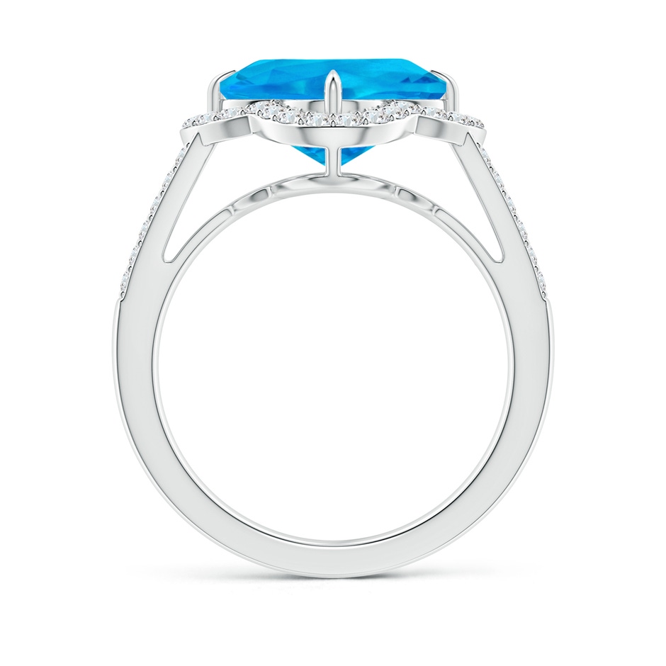 9mm AAAA Clover-Shaped Swiss Blue Topaz Split Shank Engagement Ring in White Gold side-1