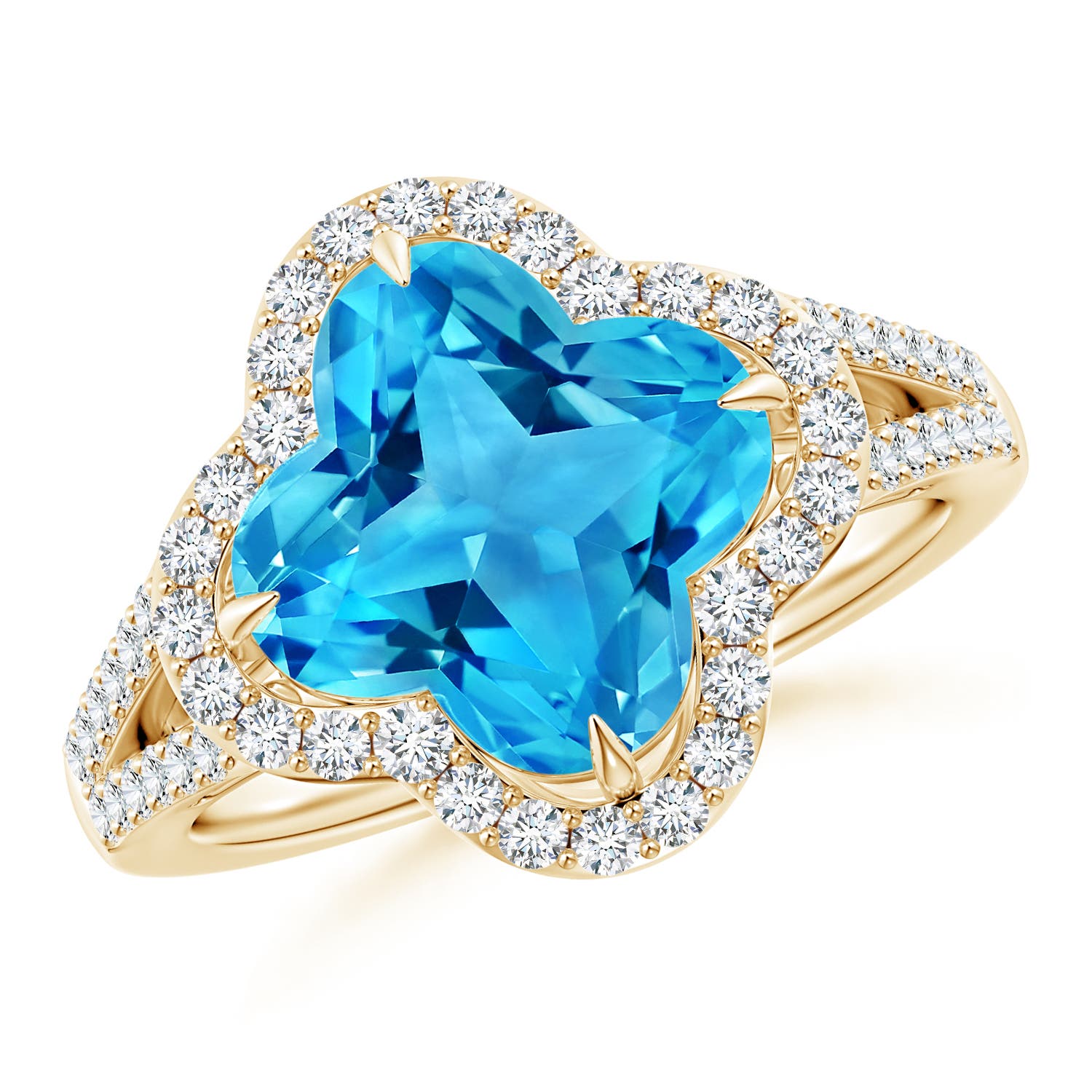 AAAA - Swiss Blue Topaz / 4.49 CT / 14 KT Yellow Gold