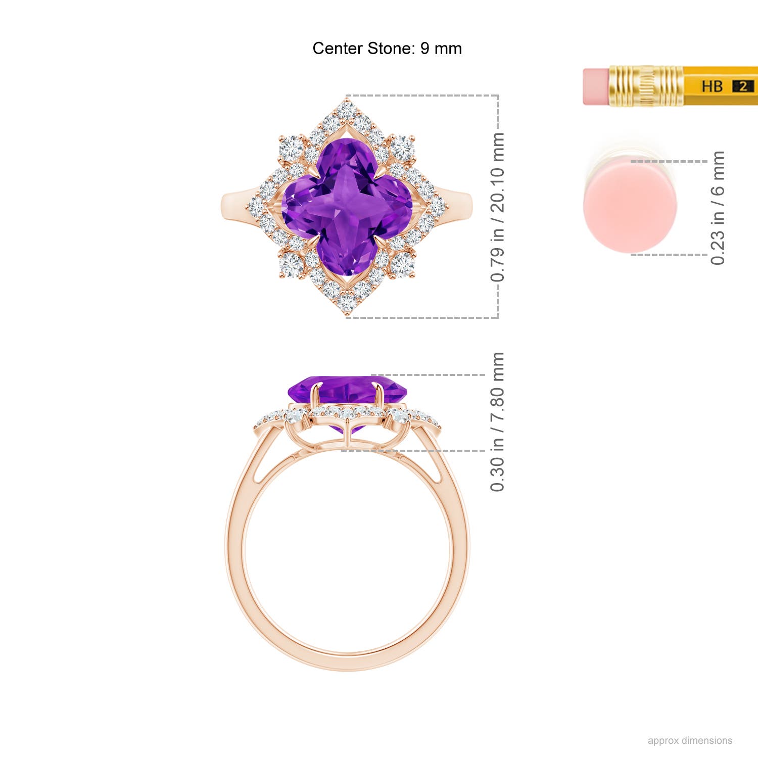 AAAA - Amethyst / 3.98 CT / 14 KT Rose Gold