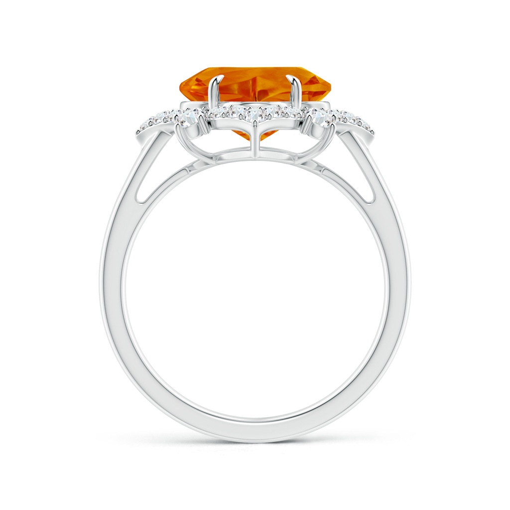 9mm AAAA Clover-Shaped Citrine Halo Lily Ring in White Gold Side-1
