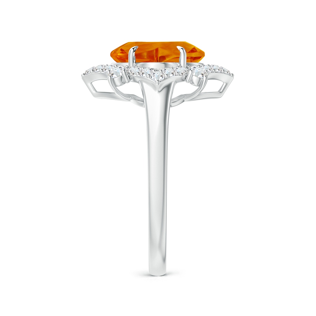 9mm AAAA Clover-Shaped Citrine Halo Lily Ring in White Gold Side-2