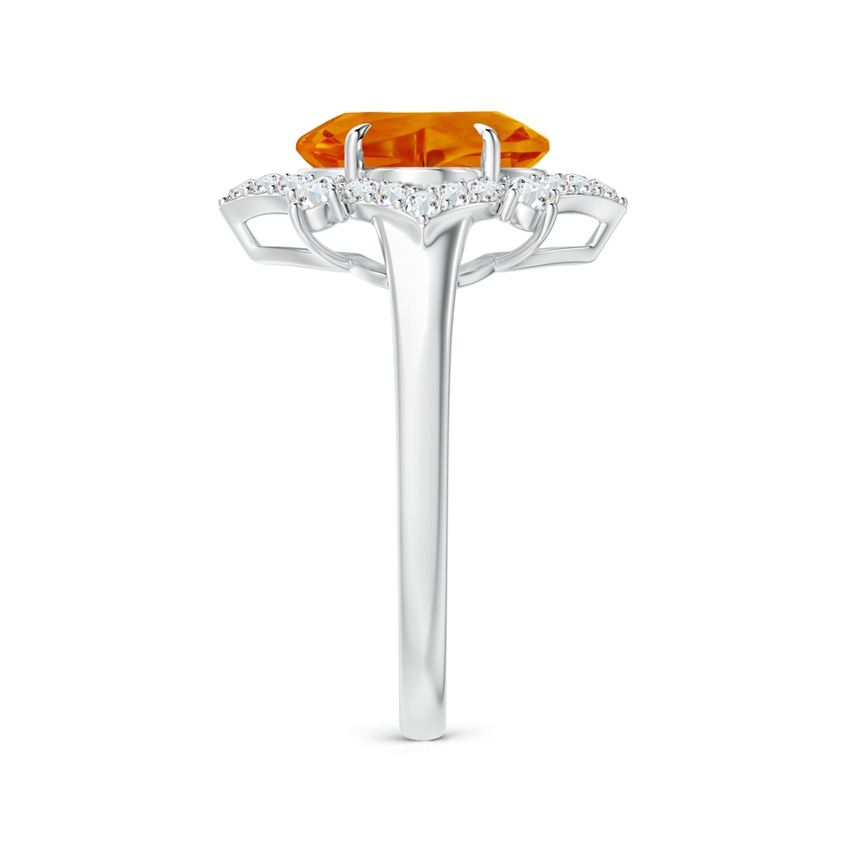 9mm AAAA Clover-Shaped Citrine Halo Lily Ring in White Gold side-2