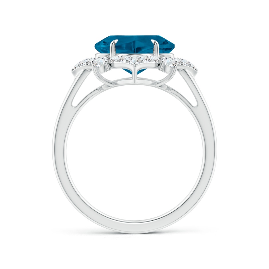 9mm AAAA Clover-Shaped London Blue Topaz Halo Lily Ring in White Gold side-1