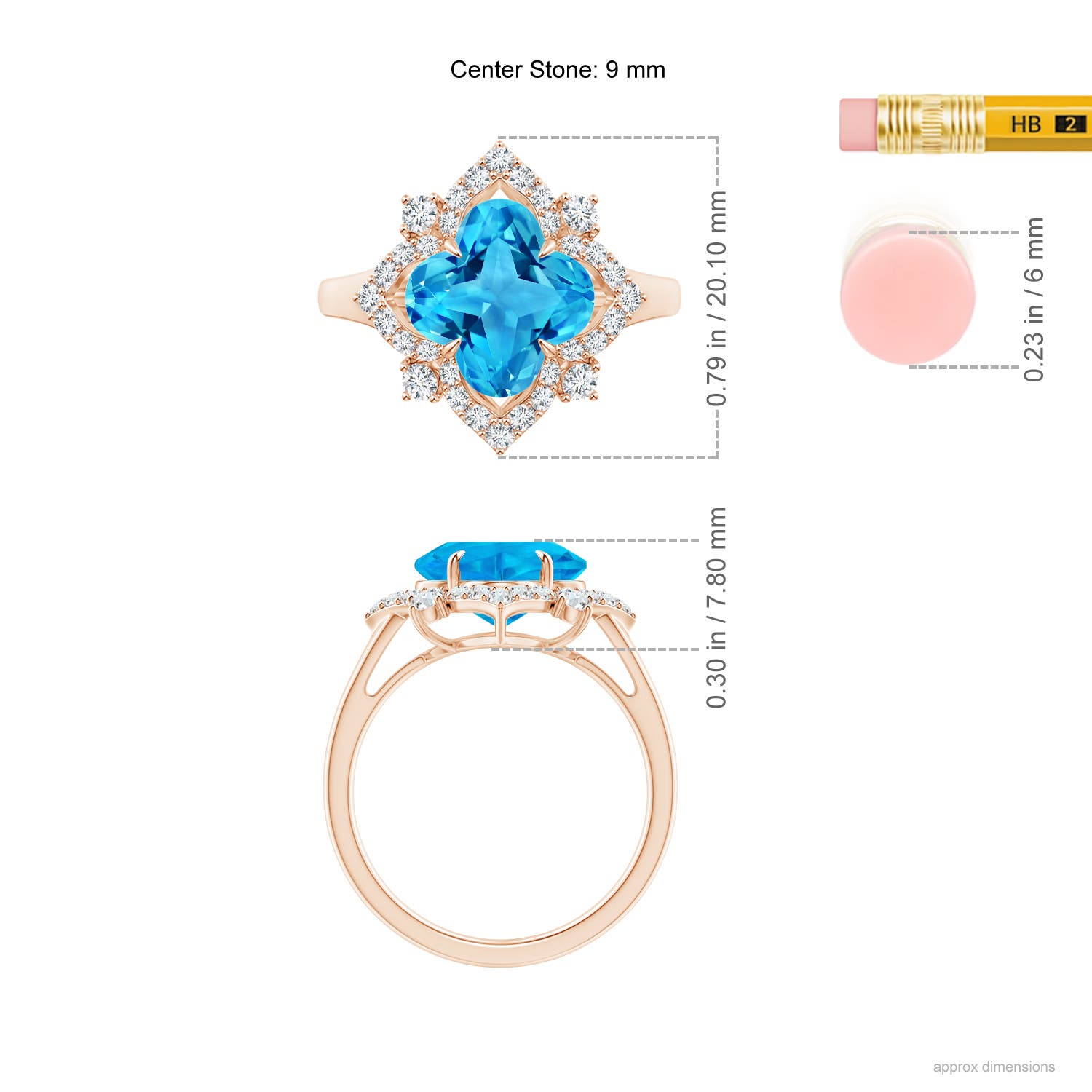 AAAA - Swiss Blue Topaz / 4.68 CT / 14 KT Rose Gold