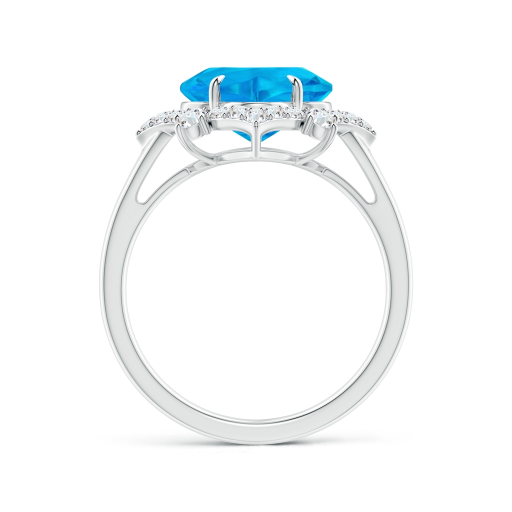 9mm AAAA Clover-Shaped Swiss Blue Topaz Halo Lily Ring in White Gold Side-1