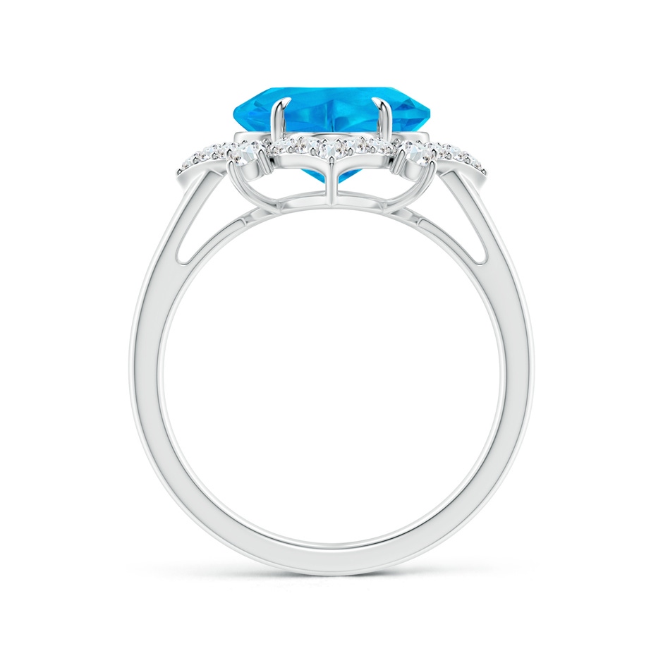 9mm AAAA Clover-Shaped Swiss Blue Topaz Halo Lily Ring in White Gold side-1