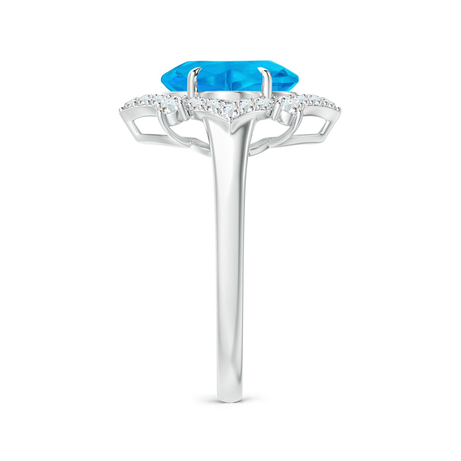 AAAA - Swiss Blue Topaz / 4.68 CT / 14 KT White Gold