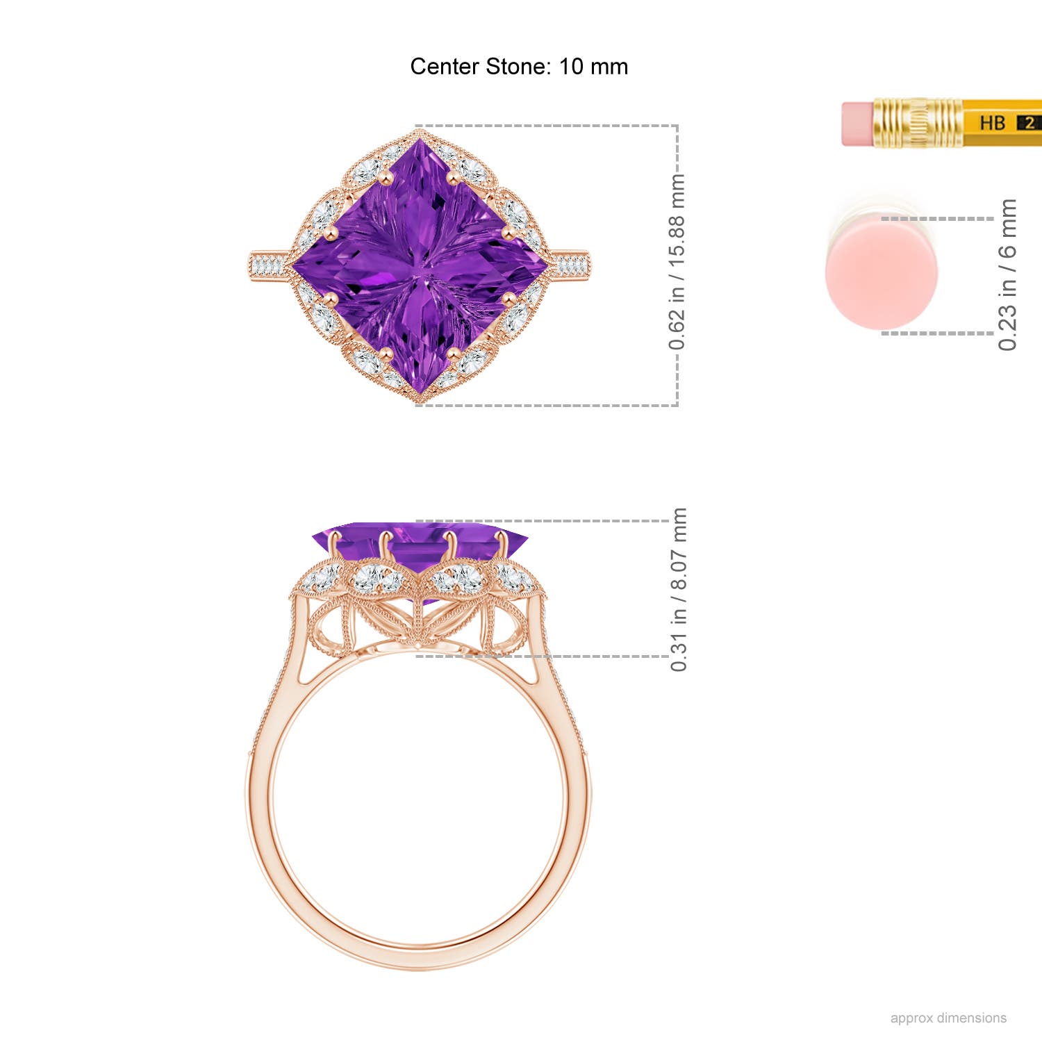 AAAA - Amethyst / 4.69 CT / 14 KT Rose Gold