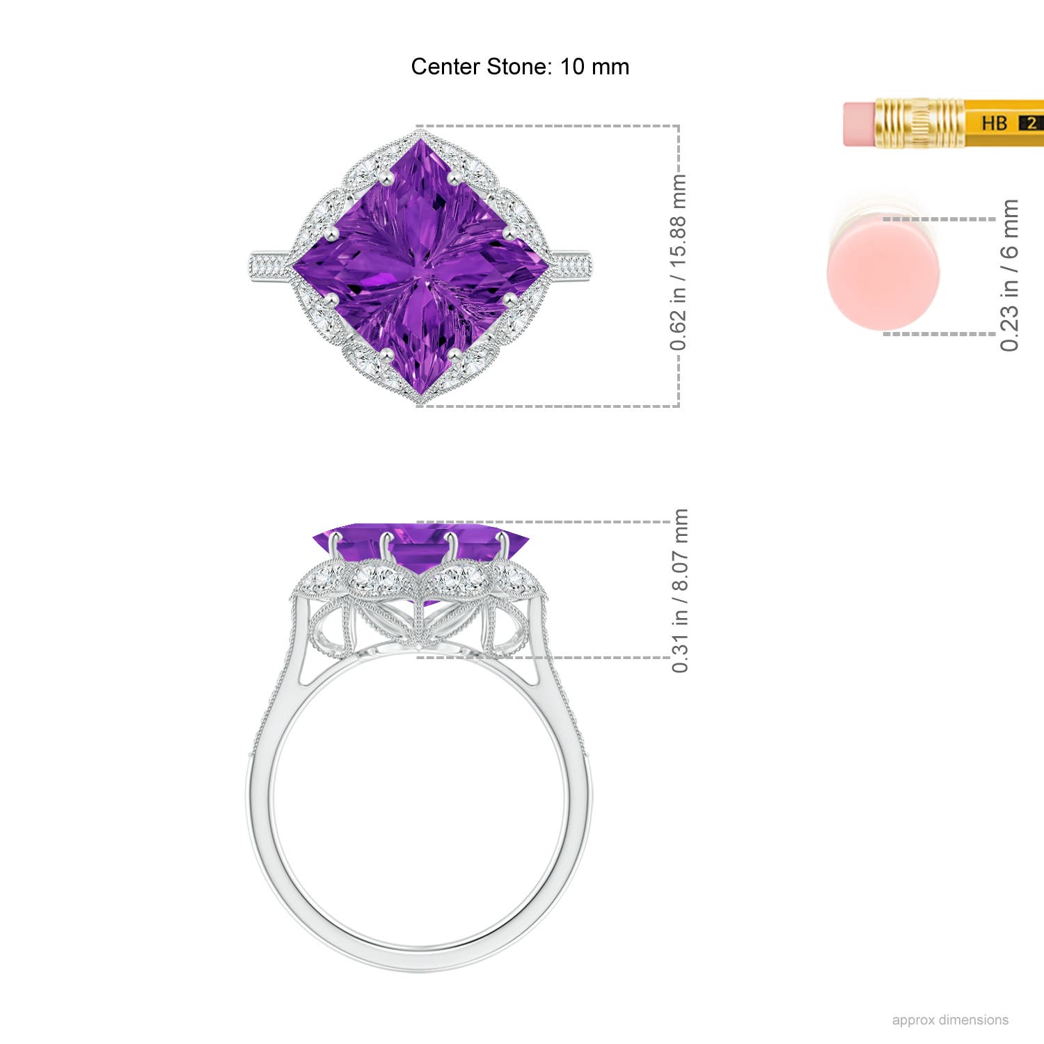 AAAA - Amethyst / 4.69 CT / 14 KT White Gold