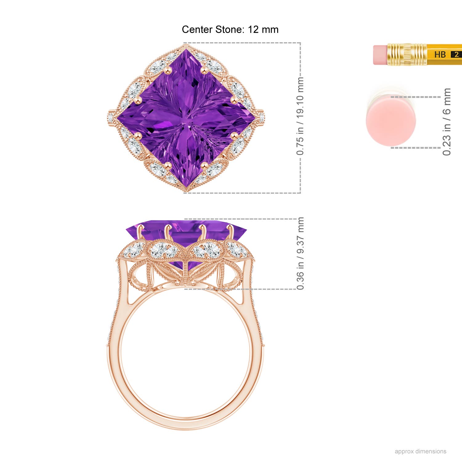 AAAA - Amethyst / 7.81 CT / 14 KT Rose Gold