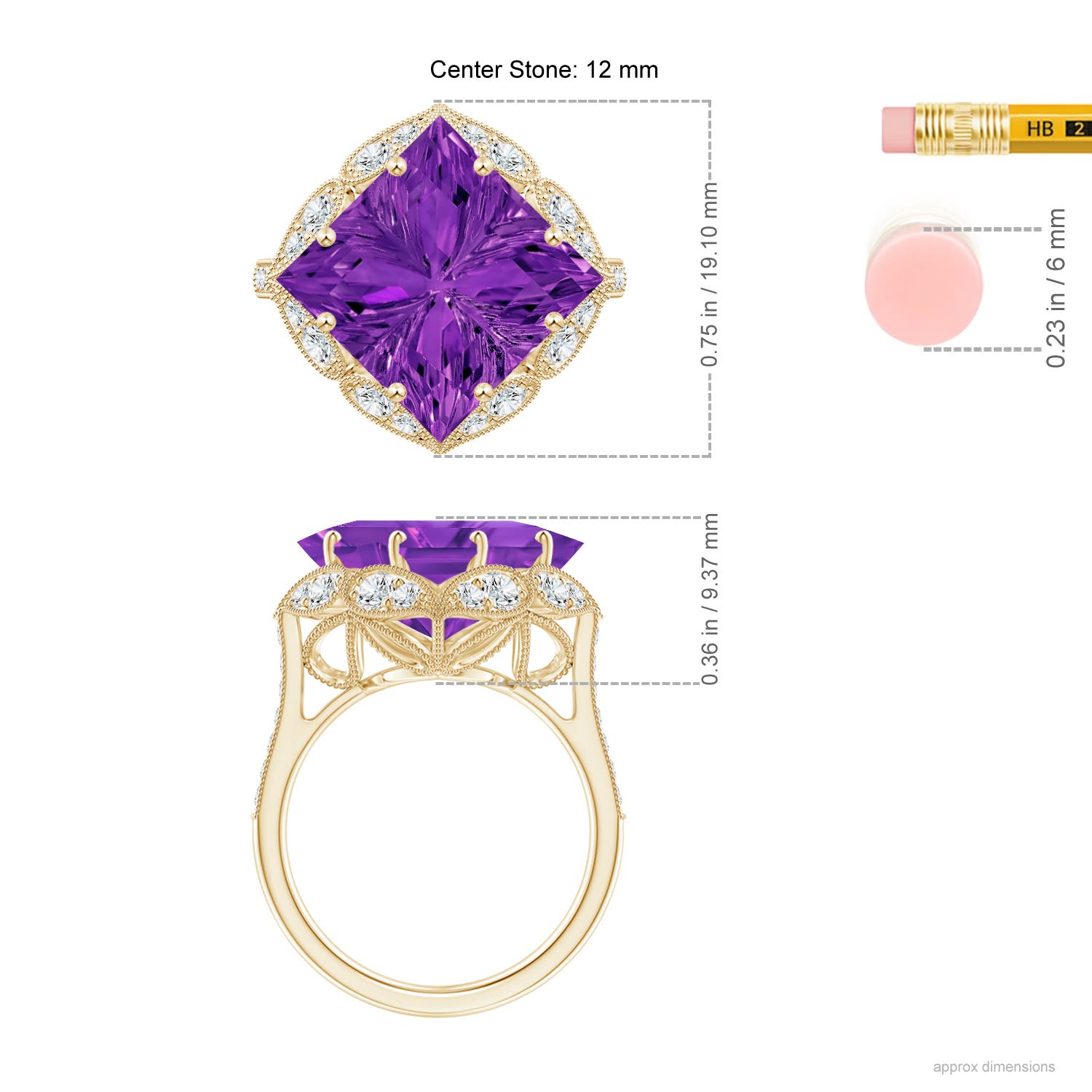 AAAA - Amethyst / 7.81 CT / 14 KT Yellow Gold