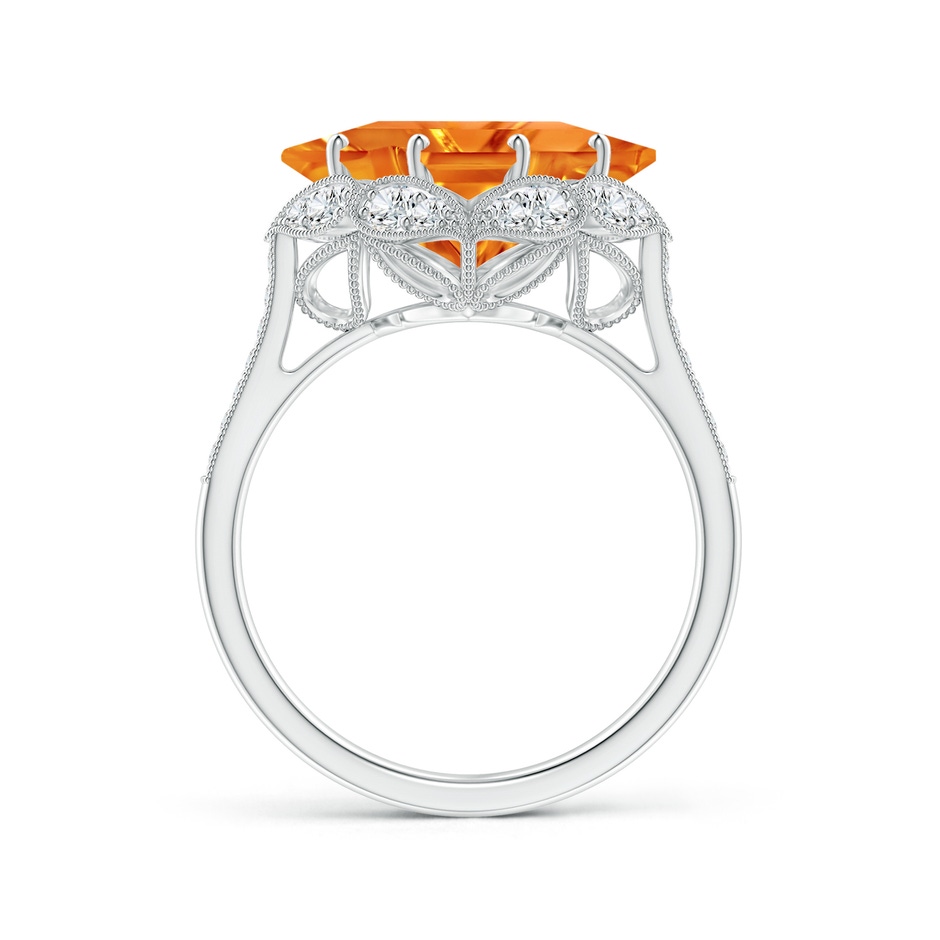 10mm AAAA Vintage Inspired Square Citrine Ring with Diamonds in P950 Platinum side-1