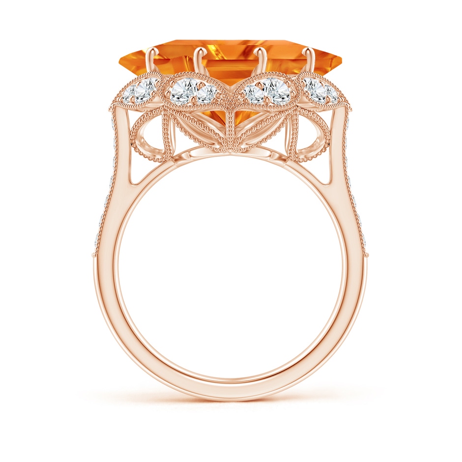 12mm AAAA Vintage Inspired Square Citrine Ring with Diamonds in Rose Gold side-1