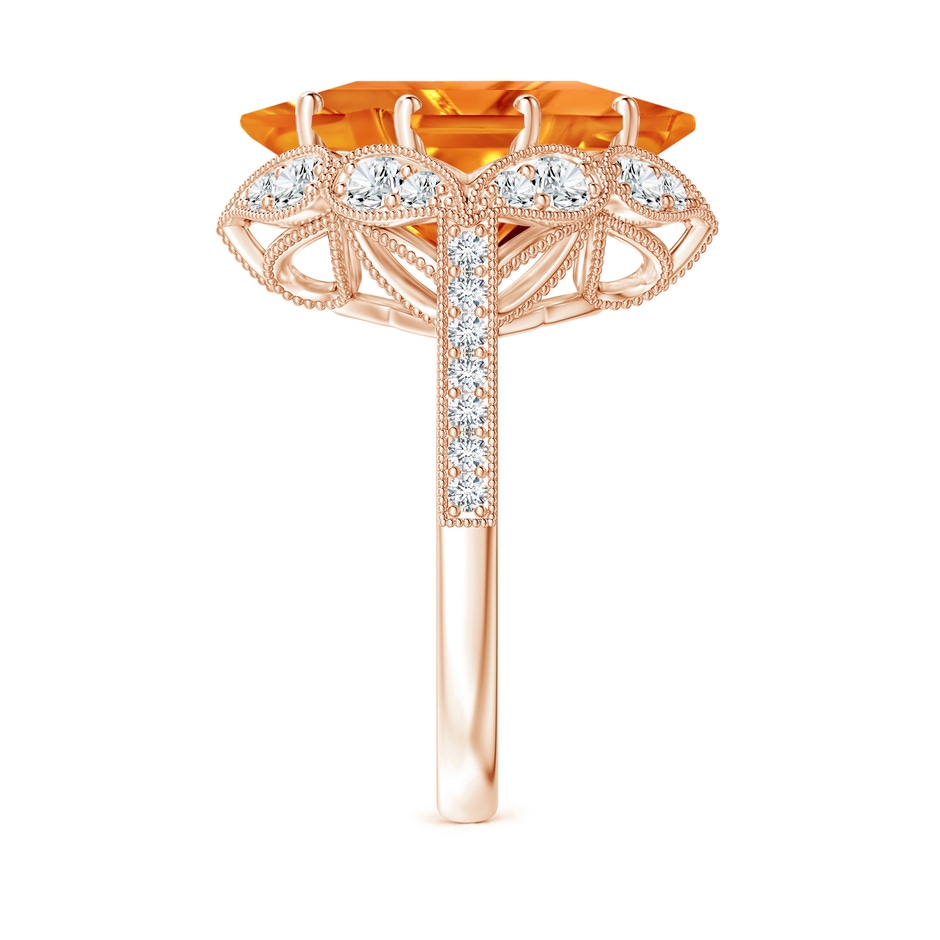 12mm AAAA Vintage Inspired Square Citrine Ring with Diamonds in Rose Gold side-2