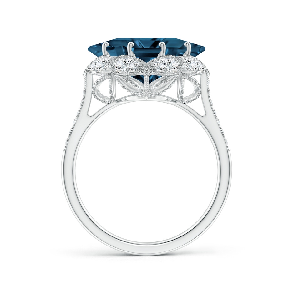 10mm AAAA Vintage Inspired Square London Blue Topaz Ring with Diamonds in P950 Platinum side-1
