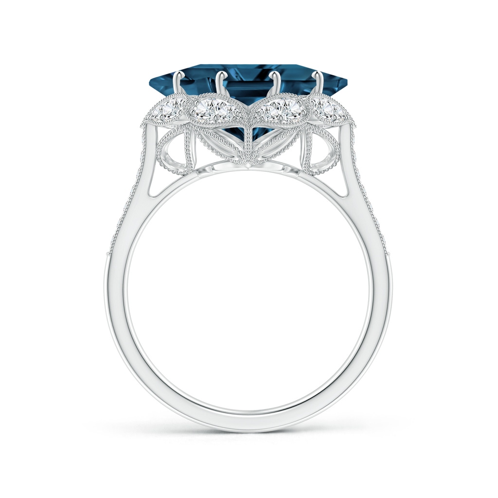 10mm AAAA Vintage Inspired Square London Blue Topaz Ring with Diamonds in White Gold - side_1