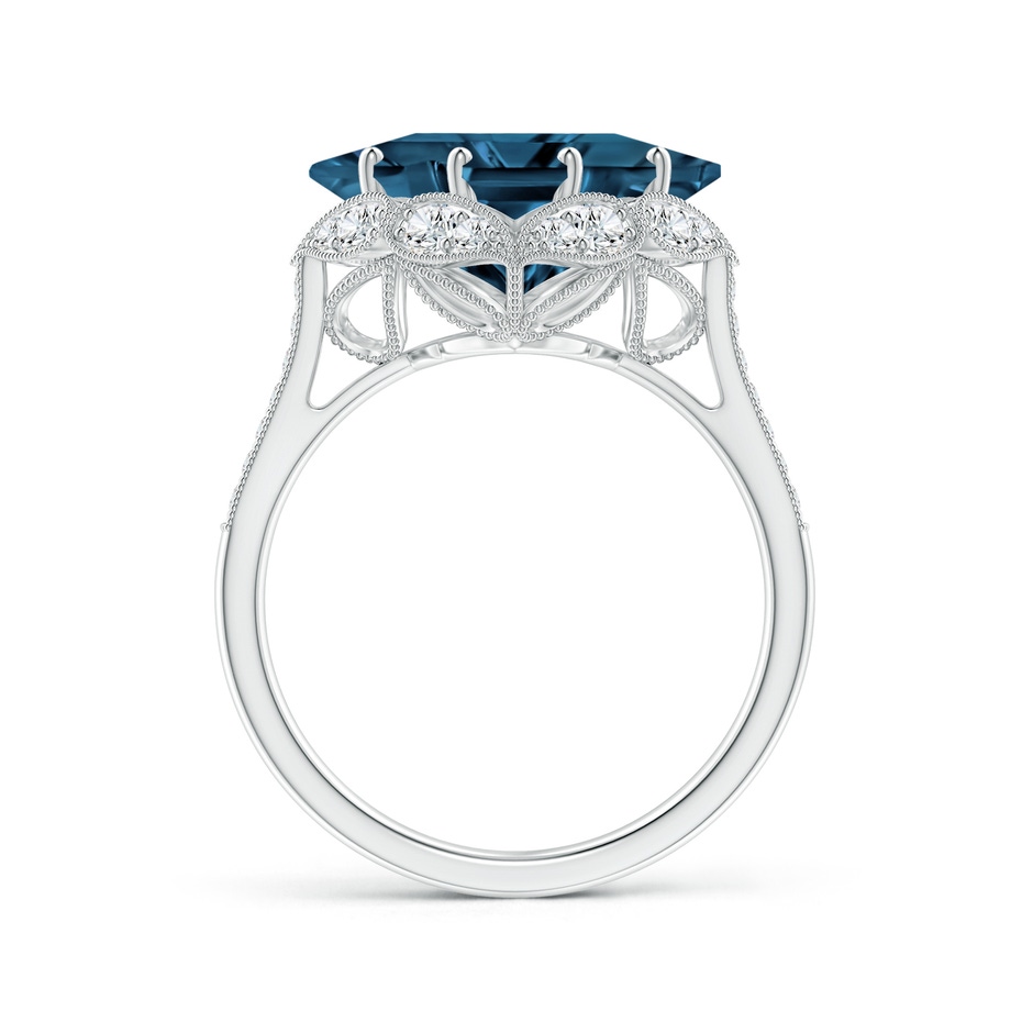 10mm AAAA Vintage Inspired Square London Blue Topaz Ring with Diamonds in White Gold side-1