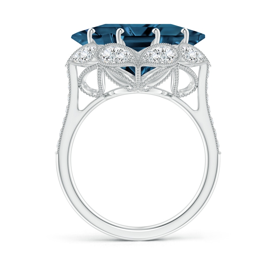 12mm AAAA Vintage Inspired Square London Blue Topaz Ring with Diamonds in P950 Platinum side-1