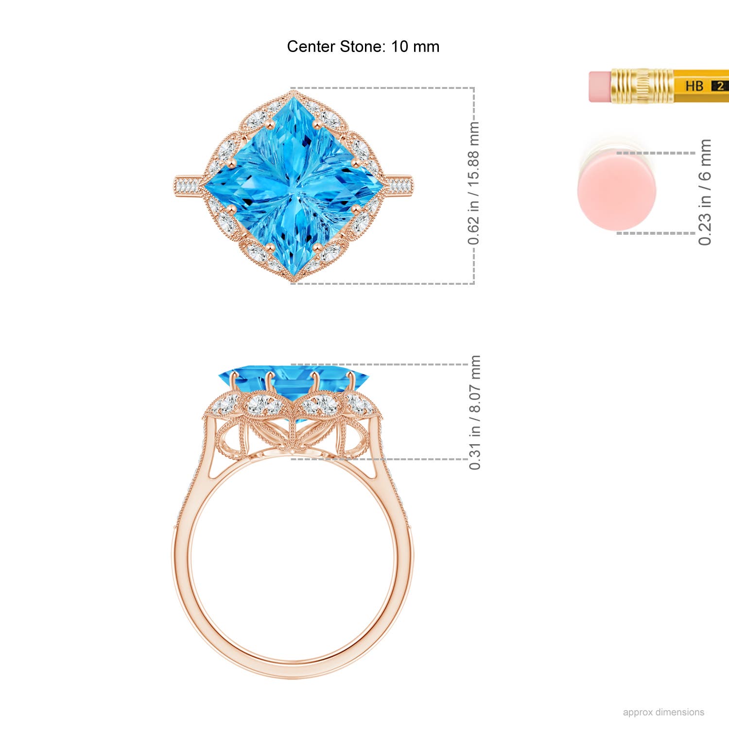 AAAA - Swiss Blue Topaz / 5.49 CT / 14 KT Rose Gold