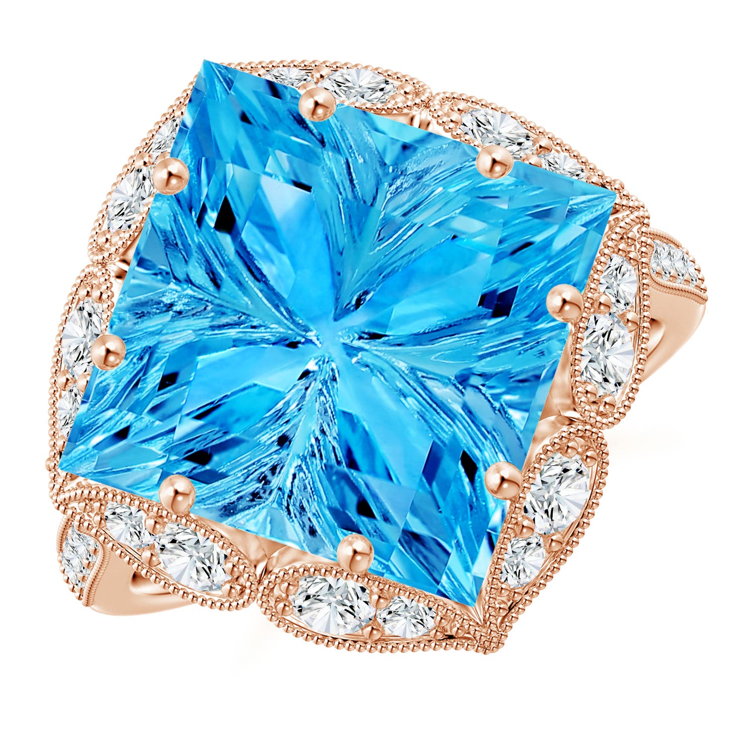 AAAA - Swiss Blue Topaz / 9.21 CT / 14 KT Rose Gold