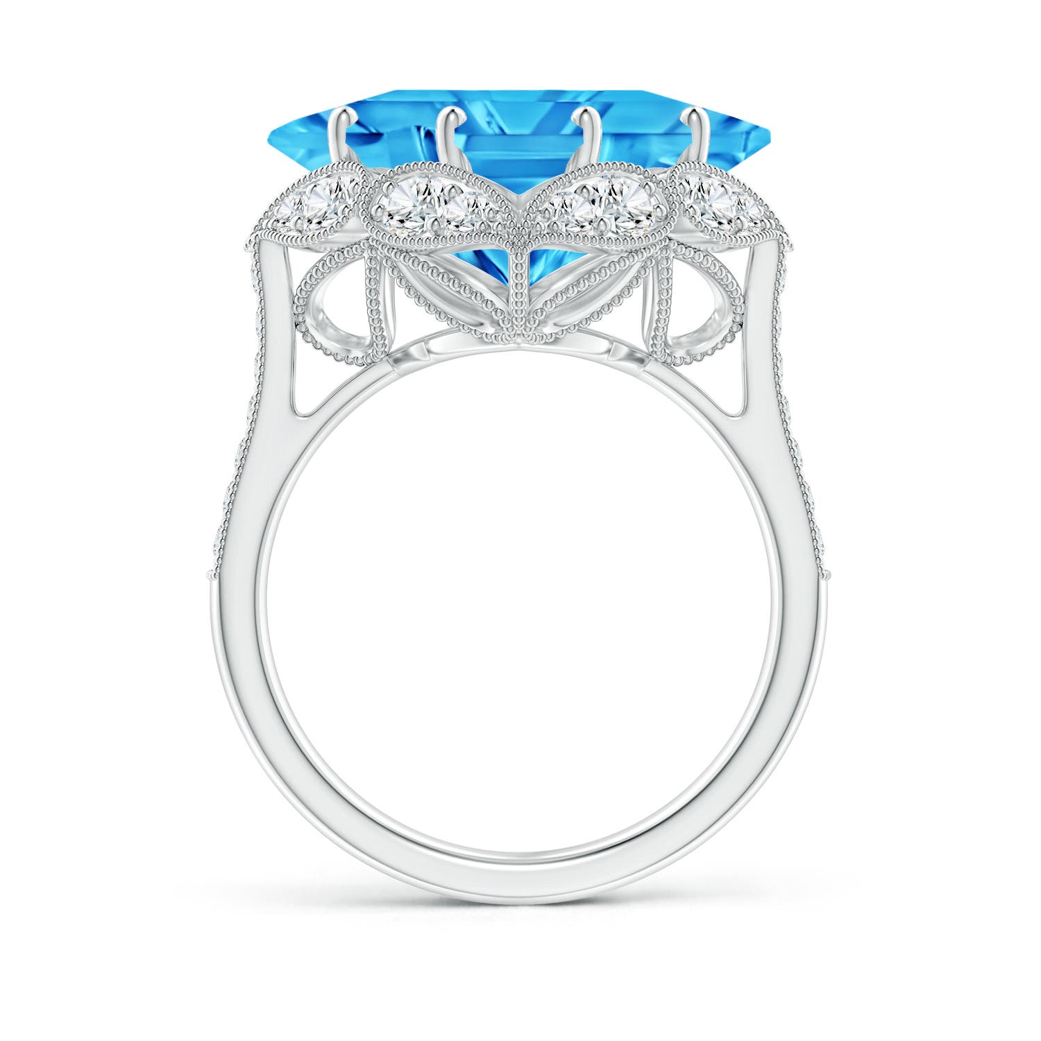 AAAA - Swiss Blue Topaz / 9.21 CT / 14 KT White Gold