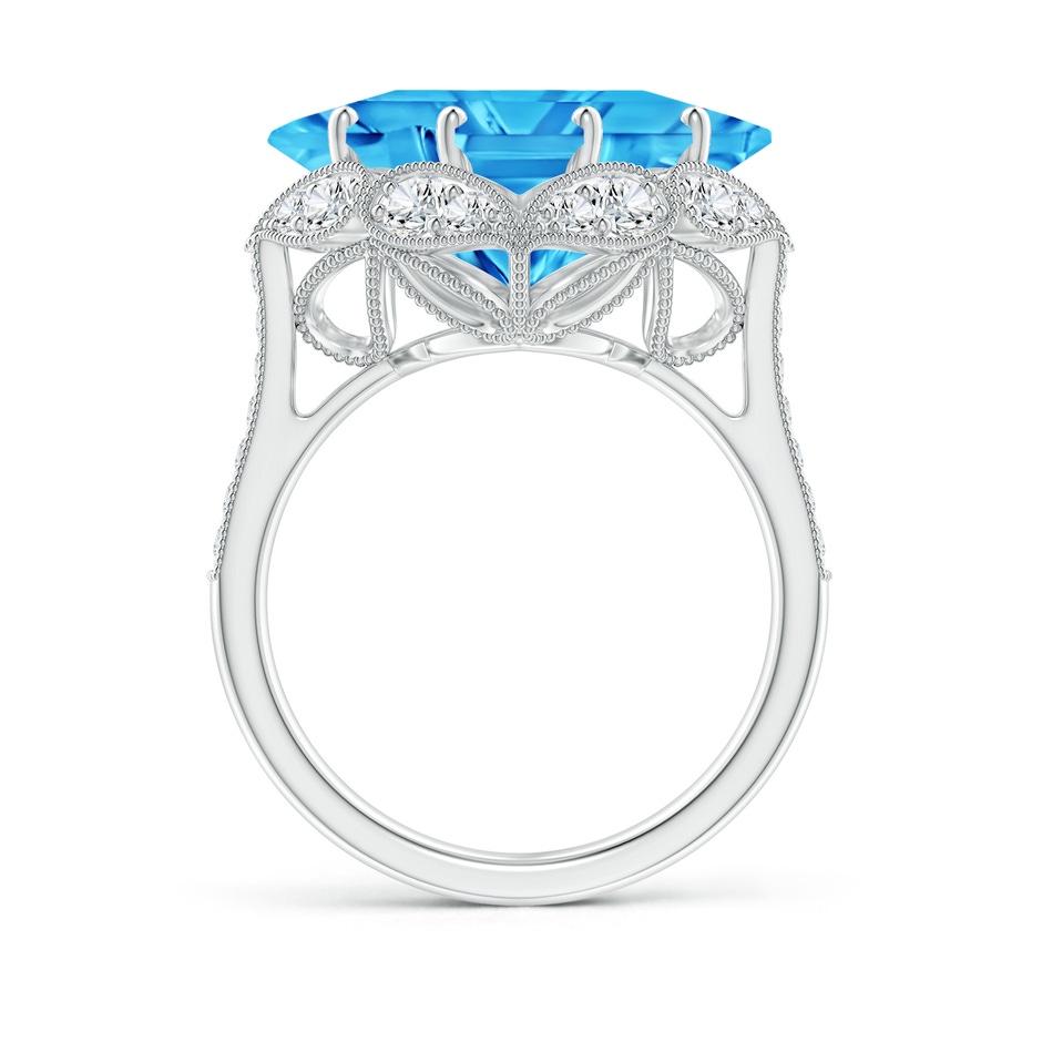 12mm AAAA Vintage Inspired Square Swiss Blue Topaz Ring with Diamonds in White Gold side-1