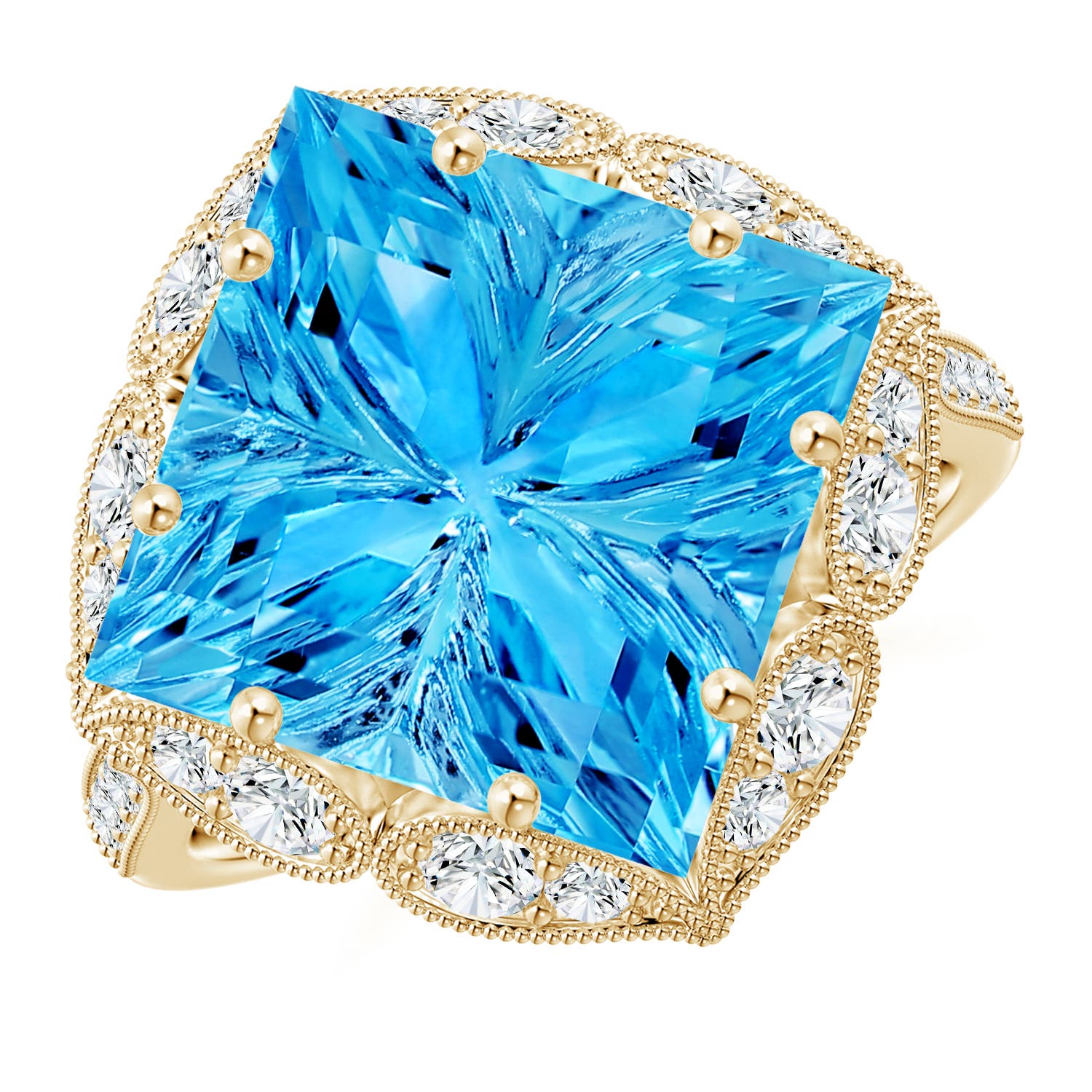 AAAA - Swiss Blue Topaz / 9.21 CT / 14 KT Yellow Gold