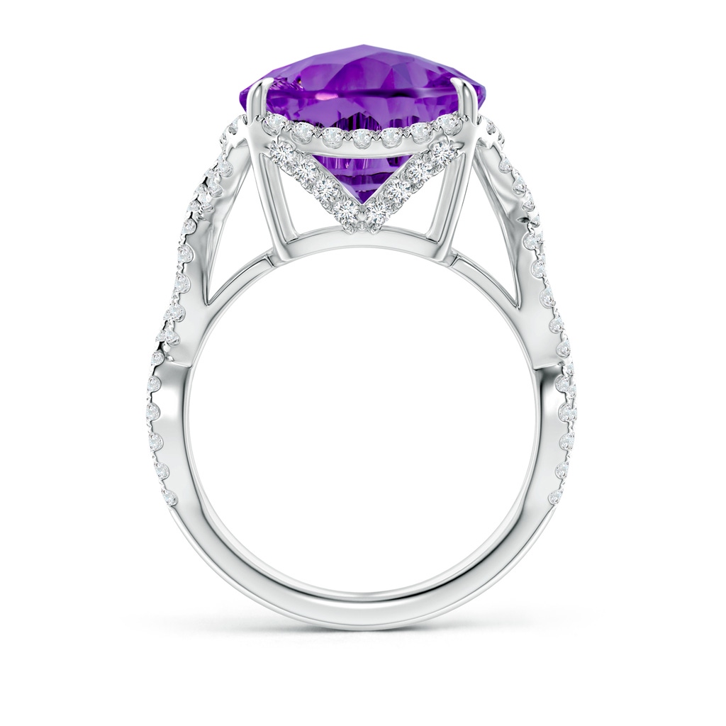 12mm AAAA Cushion Amethyst Infinity Shank Ring with Diamonds in White Gold Side-1