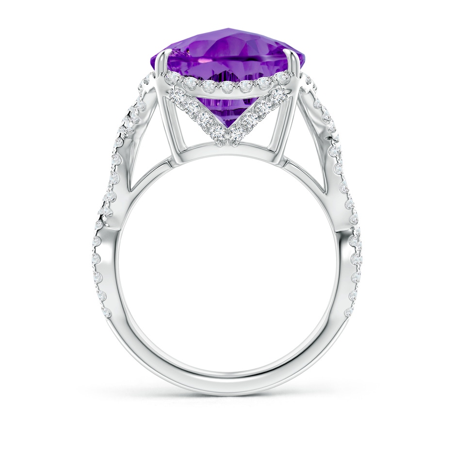 12mm AAAA Cushion Amethyst Infinity Shank Ring with Diamonds in White Gold side-1