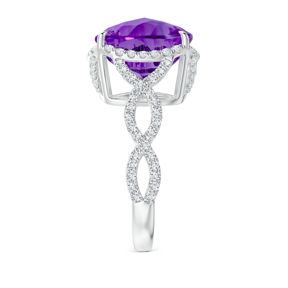 12mm AAAA Cushion Amethyst Infinity Shank Ring with Diamonds in White Gold side-2