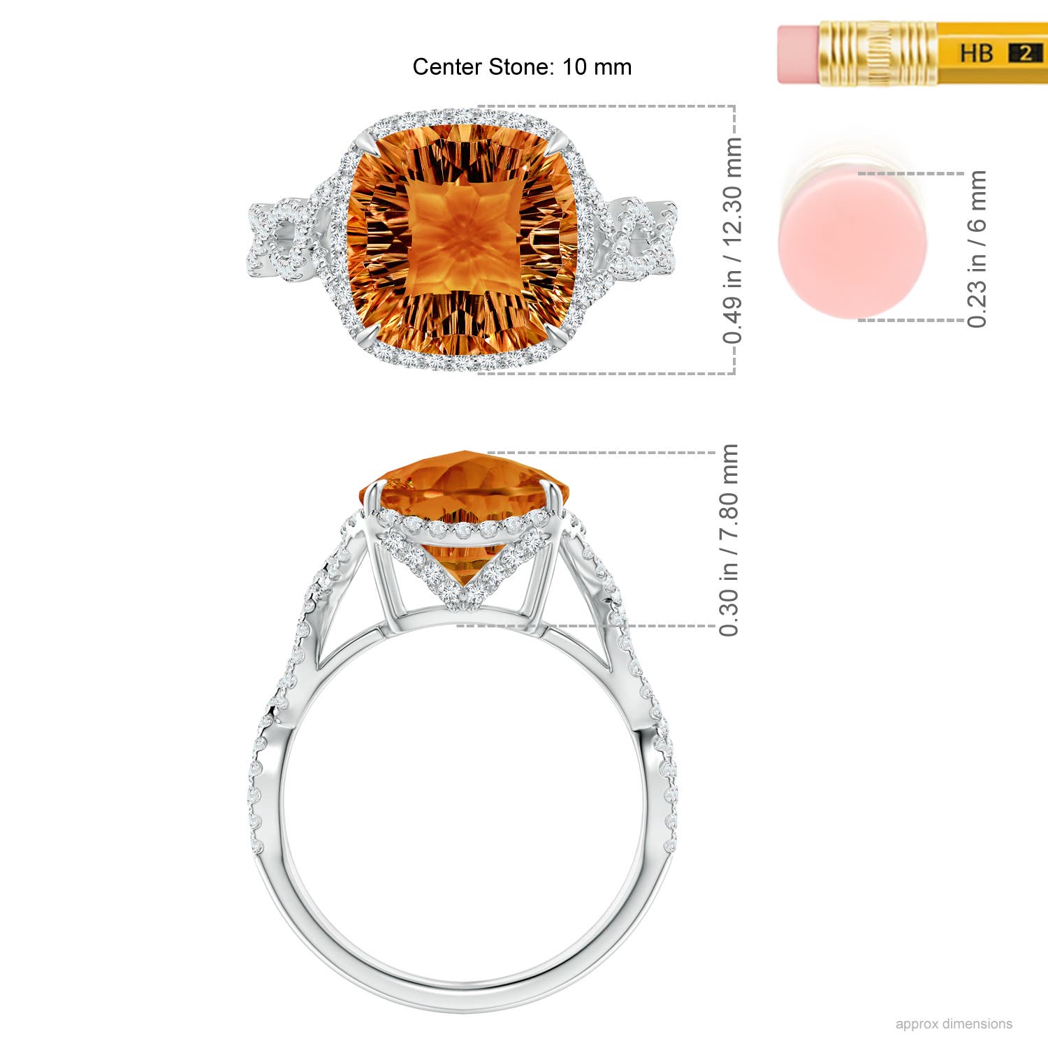 AAAA - Citrine / 4 CT / 14 KT White Gold